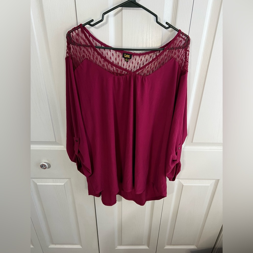 Lee Maroon Lace Blouse Size 3XL